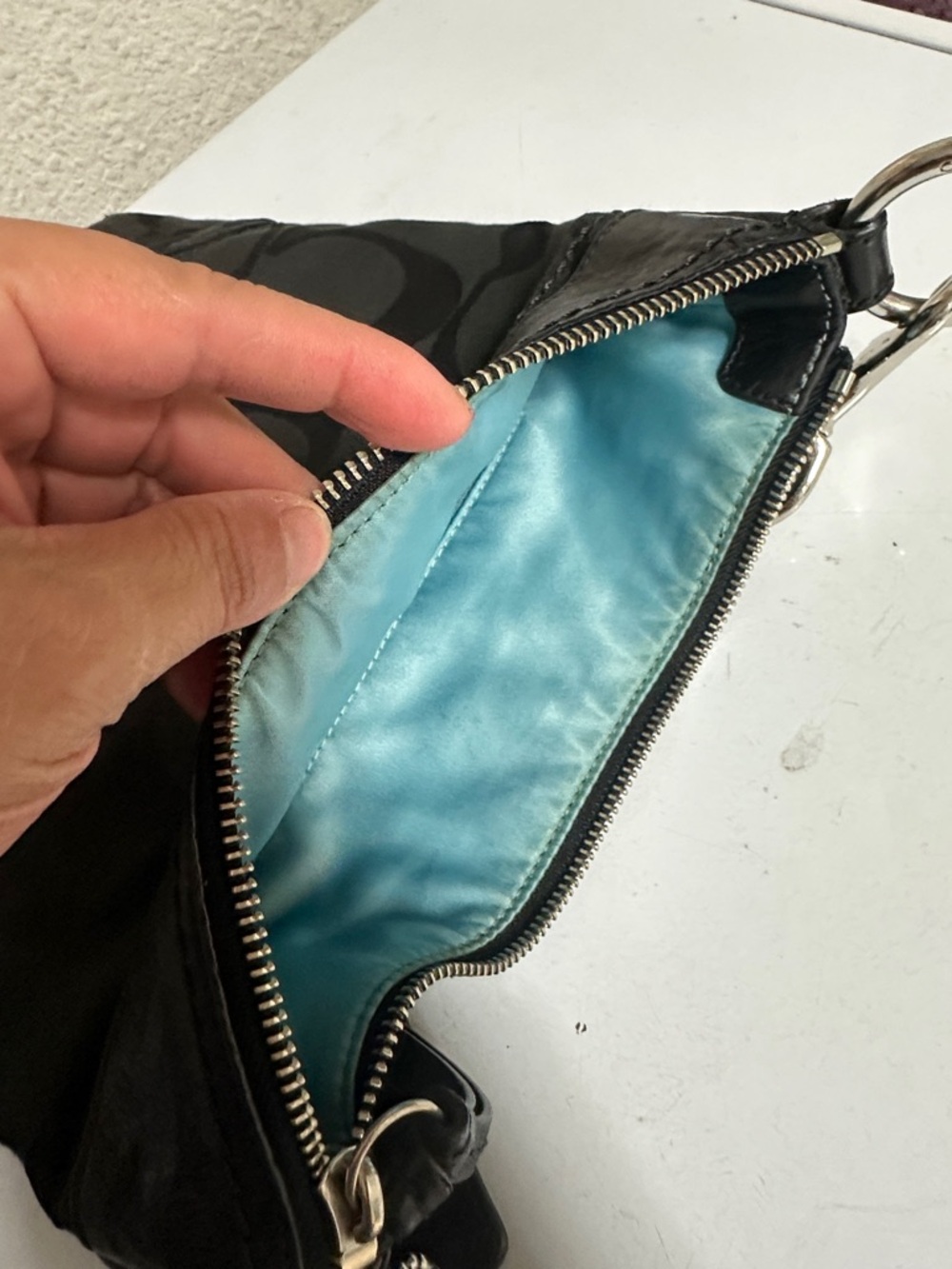 Coach Black Signature Canvas and Leather Shoulder Bag - Picture 11 of 13